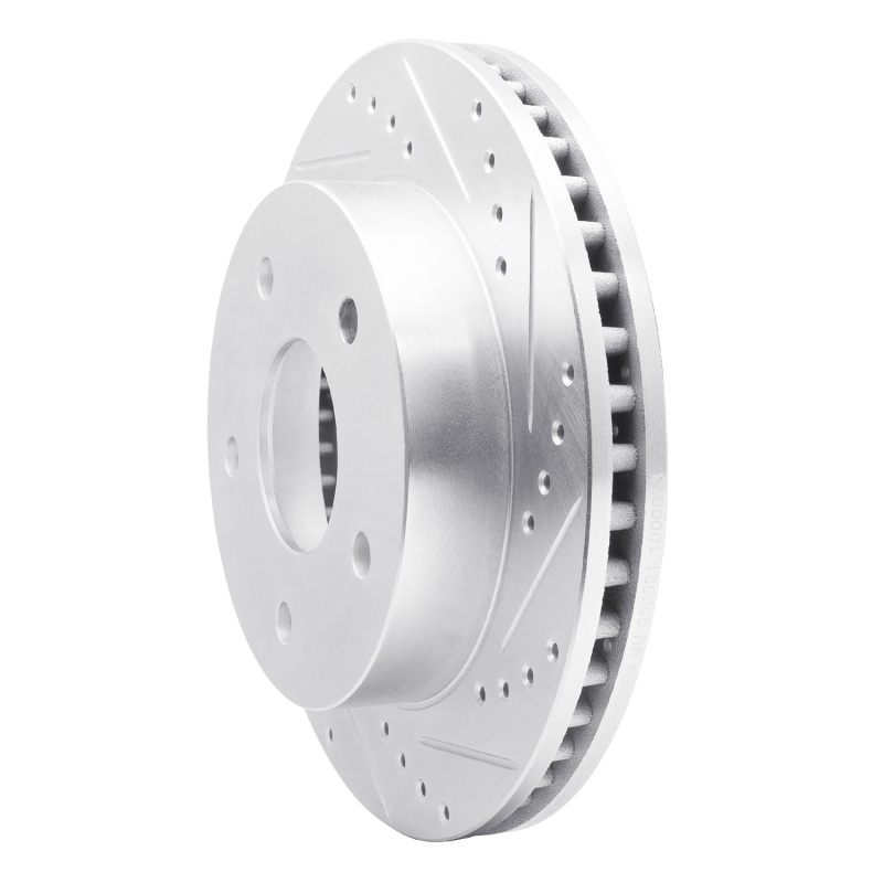 Dodge Ram 1500 Brake Rotor (1) - Front Right - R1 Concepts - Drilled & Slotted - Silver - `00-`02